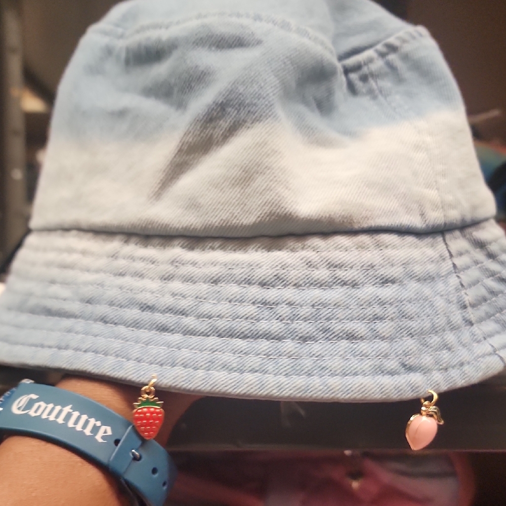 Blue Bucket Hat with Fruit Charms
